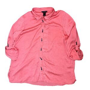 Ali Miles Top Lagenlook Artsy Crinkle Blouse With Toggle Buttons Womens L